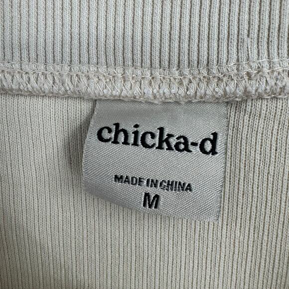 Chicka-D Mighty Ducks Thermal Cropped Boxy Sweatshirt Womens Medium Cream - Picture 6 of 10